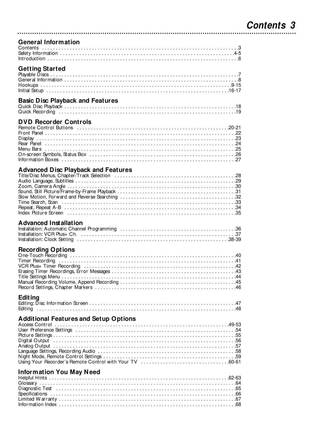 Philips DVDR1000 owner manual Contents 