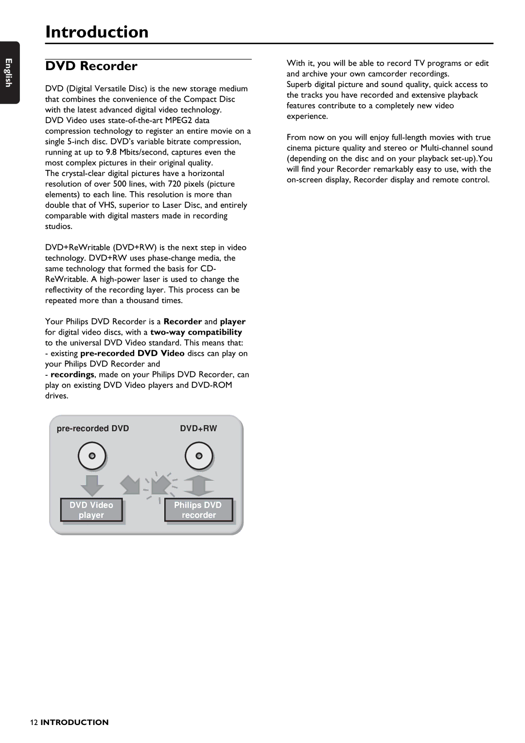 Philips DVDR1500 warranty Introduction, DVD Recorder 