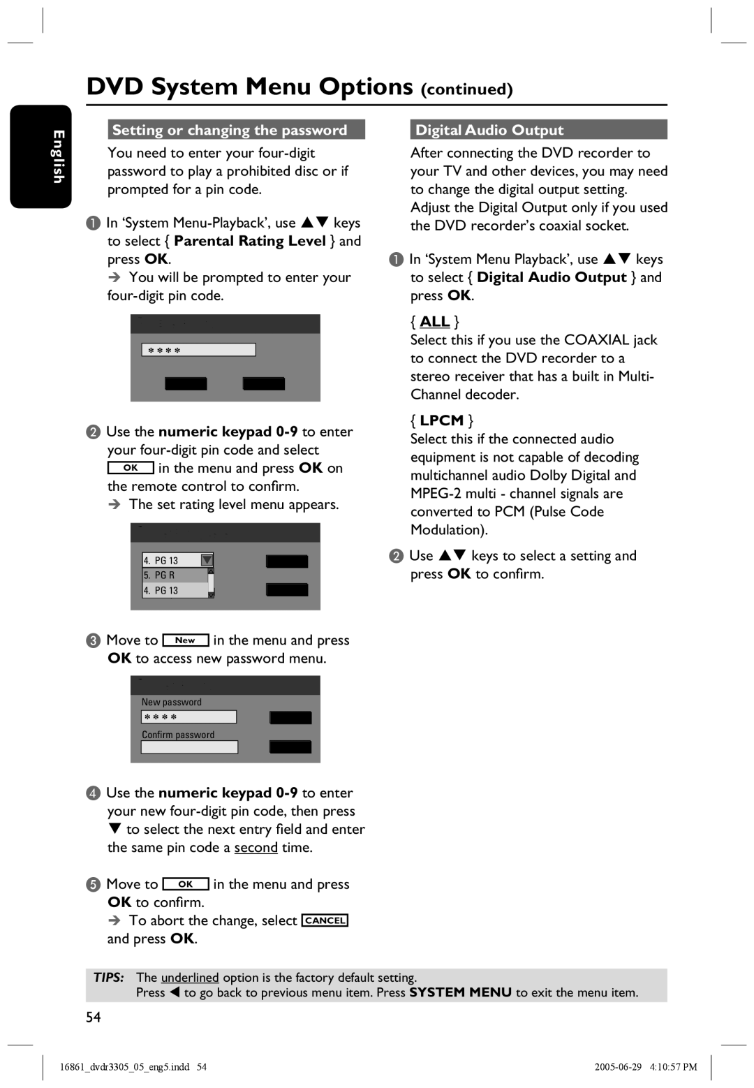 Philips DVDR3305 user manual All, Lpcm 