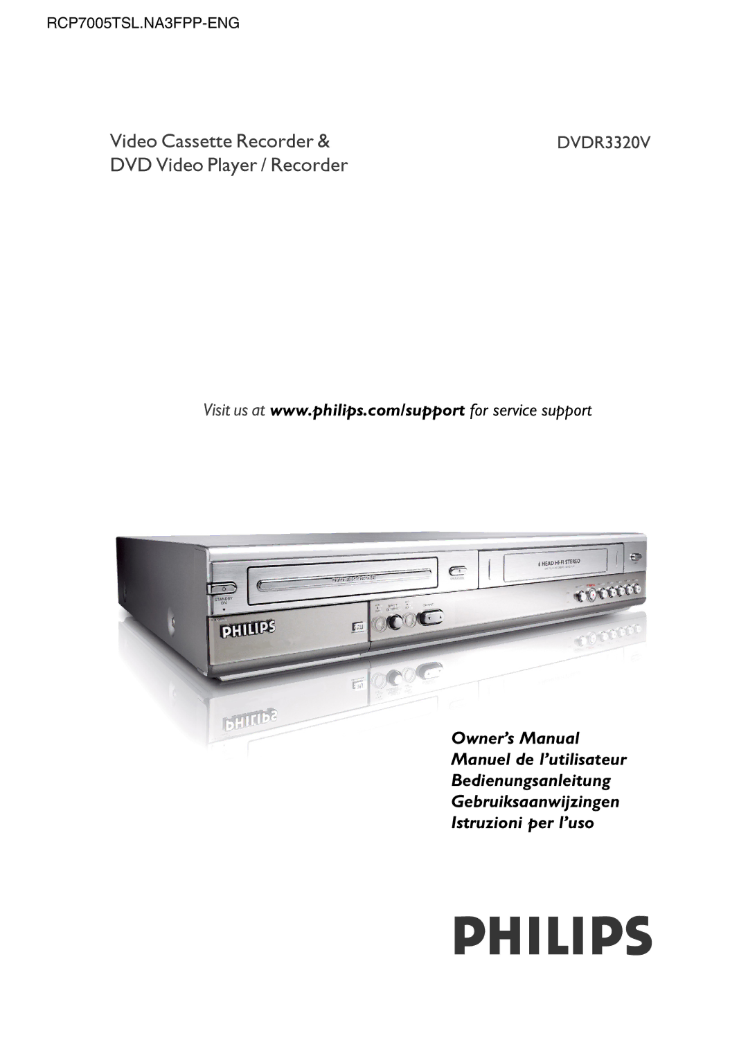 Philips DVDR3320V owner manual RCP7005TSL.NA3FPP-ENG 