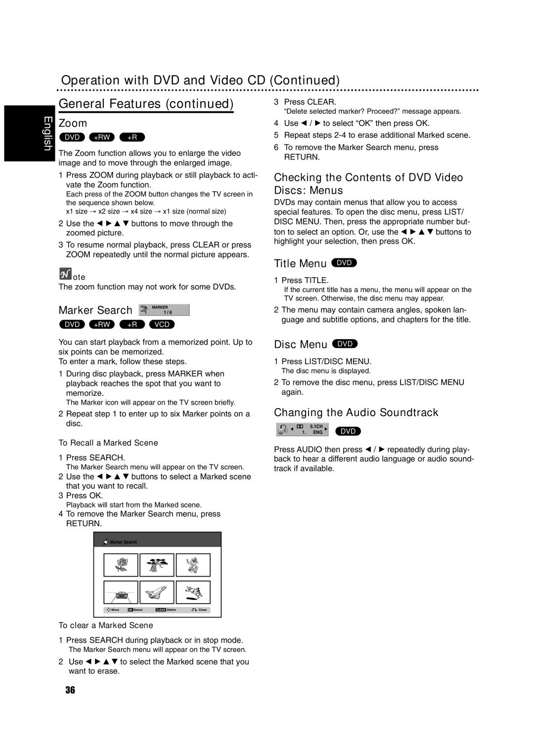 Philips DVDR3320V owner manual Marker Search 