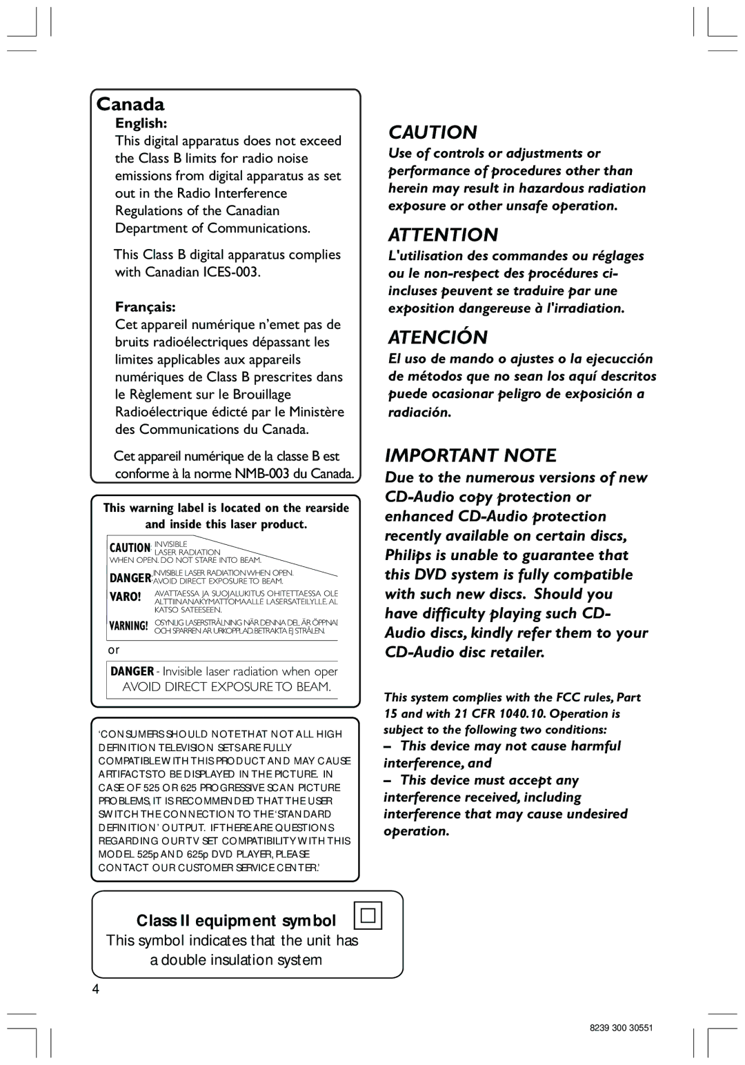 Philips DVDR3350H user manual Important Note 