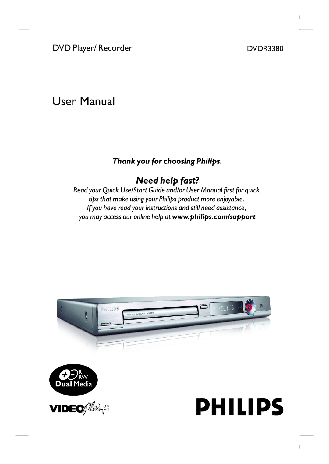 Philips DVDR3380 user manual DVD Player/ Recorder 