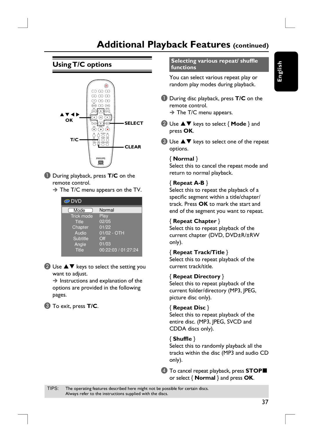 Philips DVDR3380 user manual Functions 