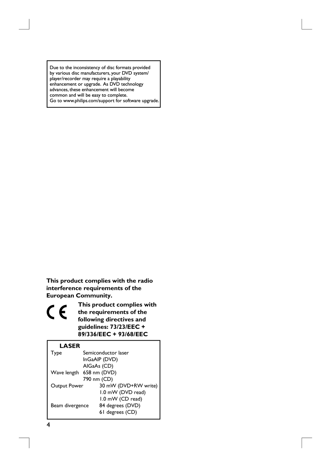 Philips DVDR3380 user manual Laser 