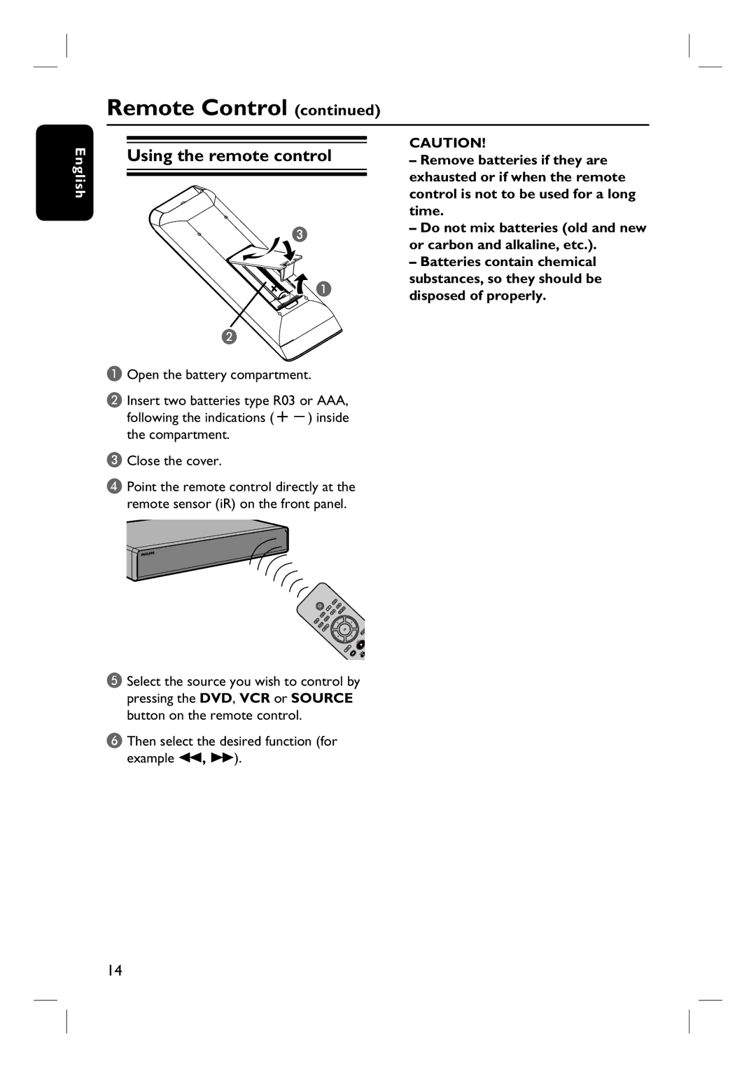 Philips DVDR3430V, DVDR3432V user manual Using the remote control, Then select the desired function for example m, M 