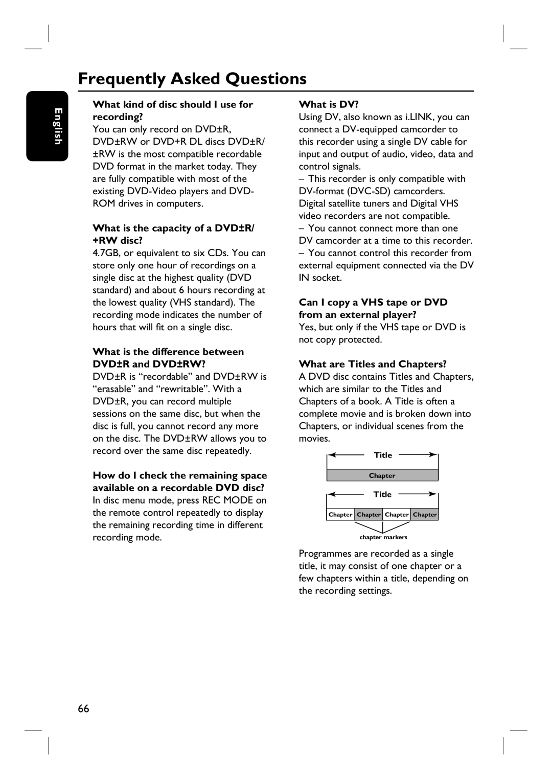 Philips DVDR3430V, DVDR3432V user manual Frequently Asked Questions 