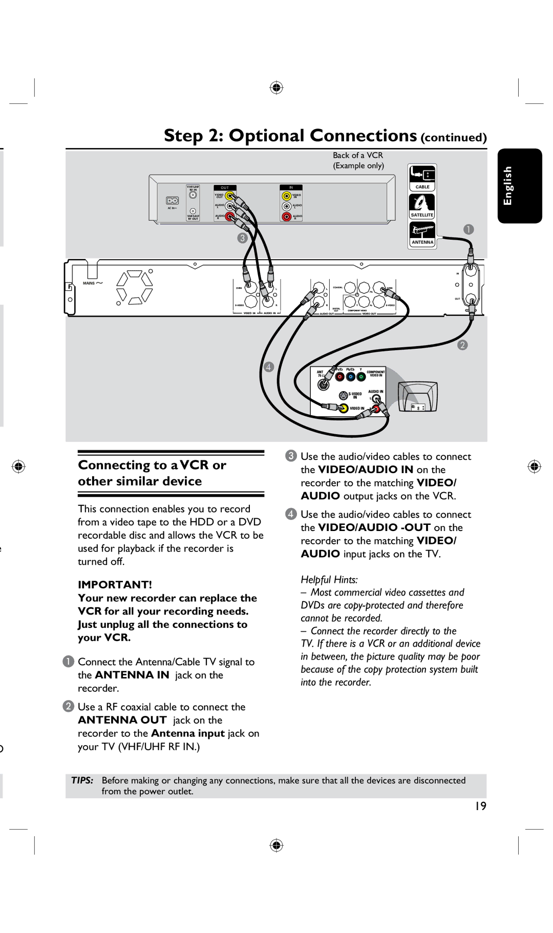 Philips DVDR3425H, DVDR3435H/93 user manual Connecting to a VCR or, Other similar device 