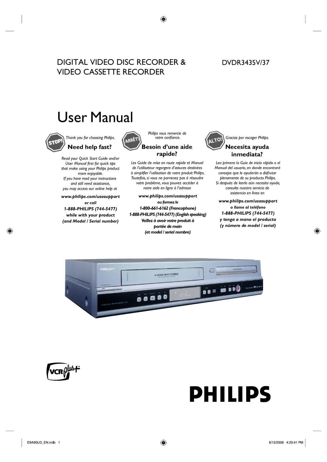 Philips DVDR3435V/37 user manual Digital Video Disc Recorder 