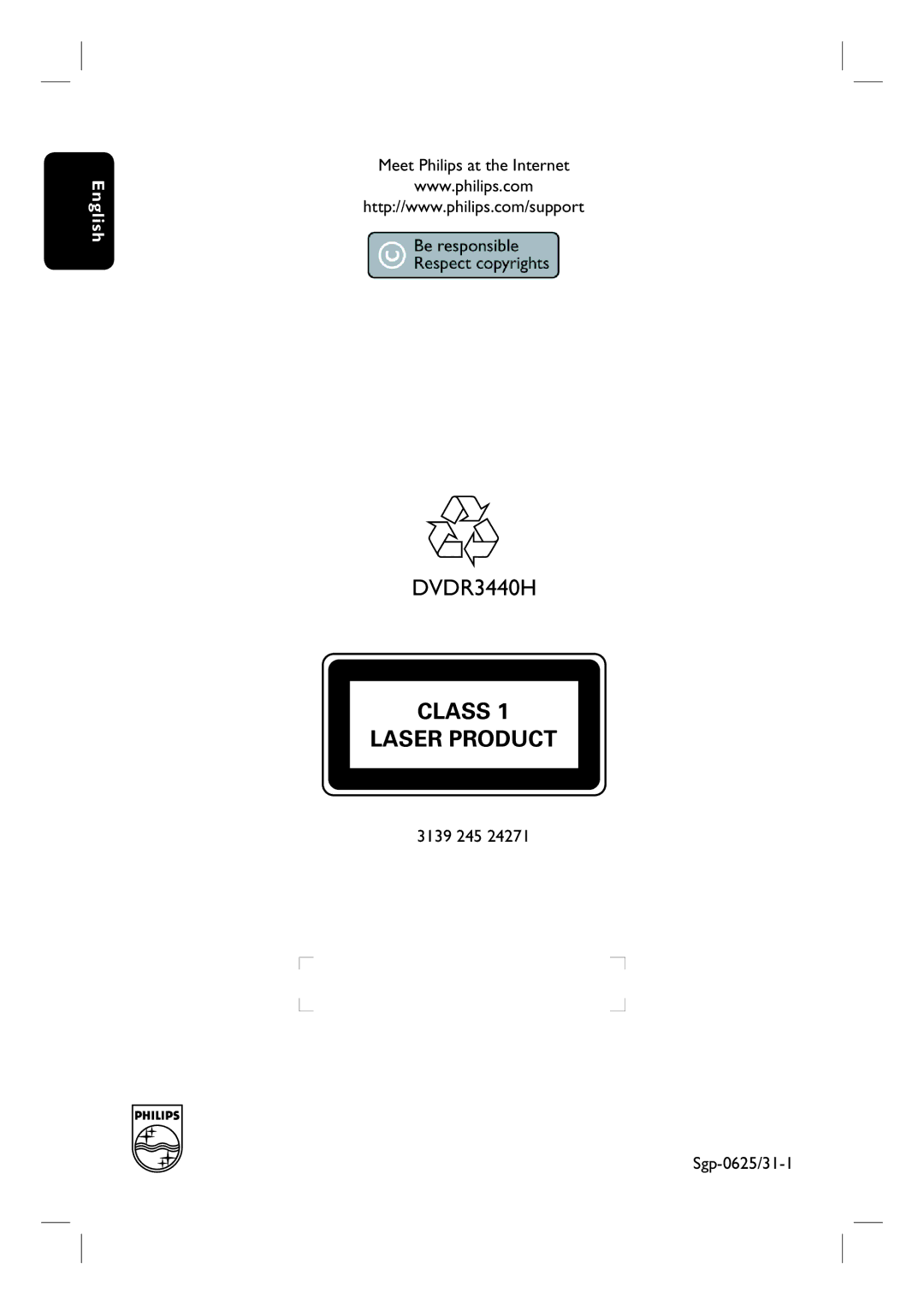 Philips DVDR3440H user manual Meet Philips at the Internet, 3139 245 Sgp-0625/31-1 