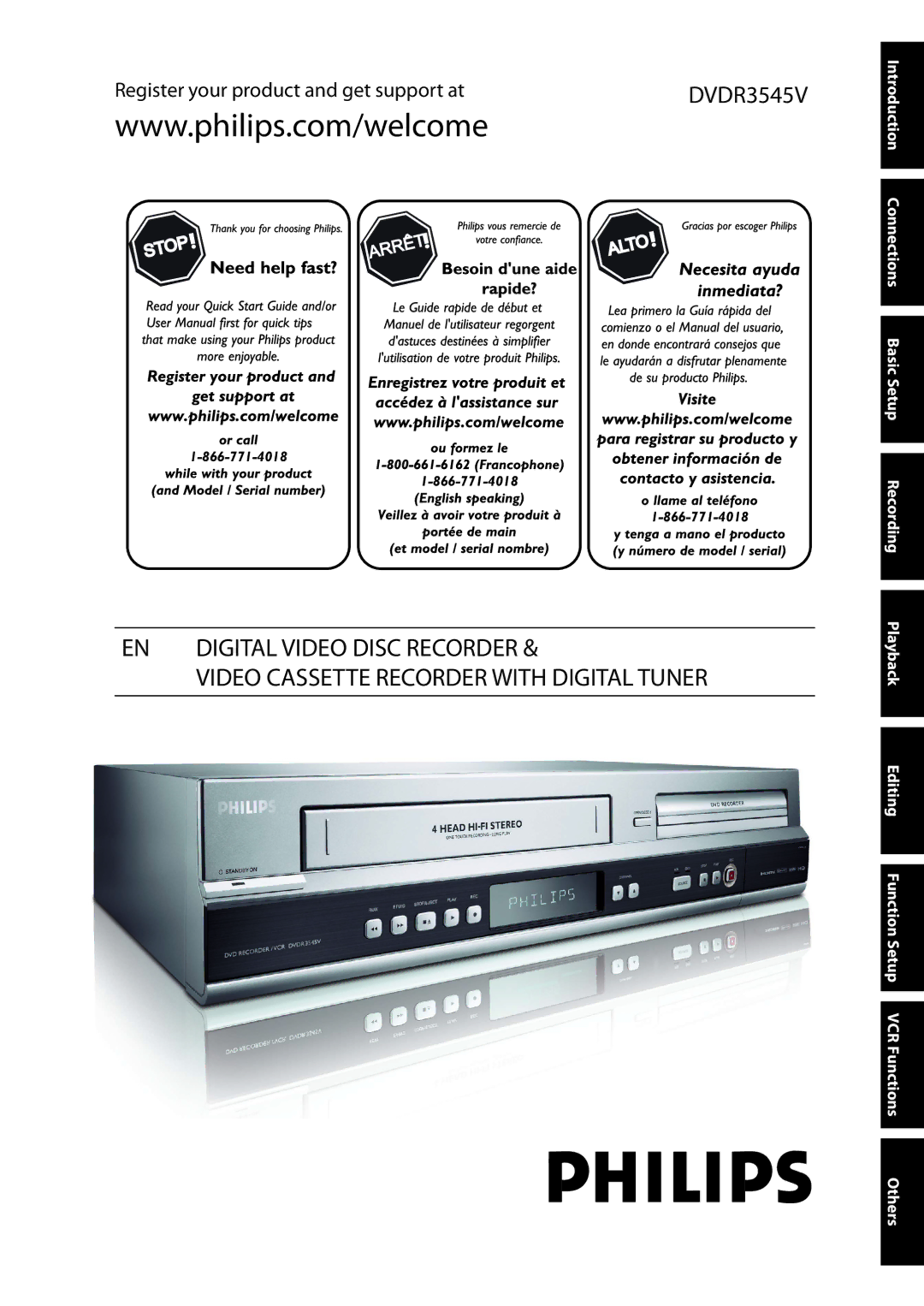 Philips DVDR3545V manual Digital Video Disc Recorder 