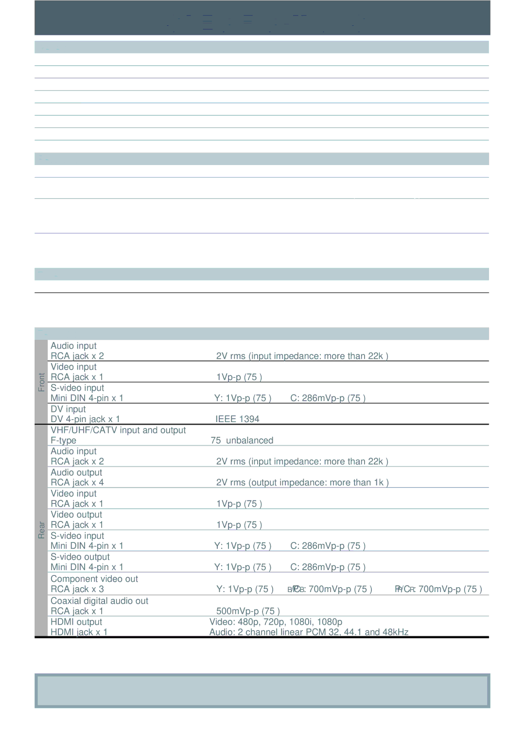 Philips DVDR3545V manual Specifications, General, Recording, Tuner, Terminals 