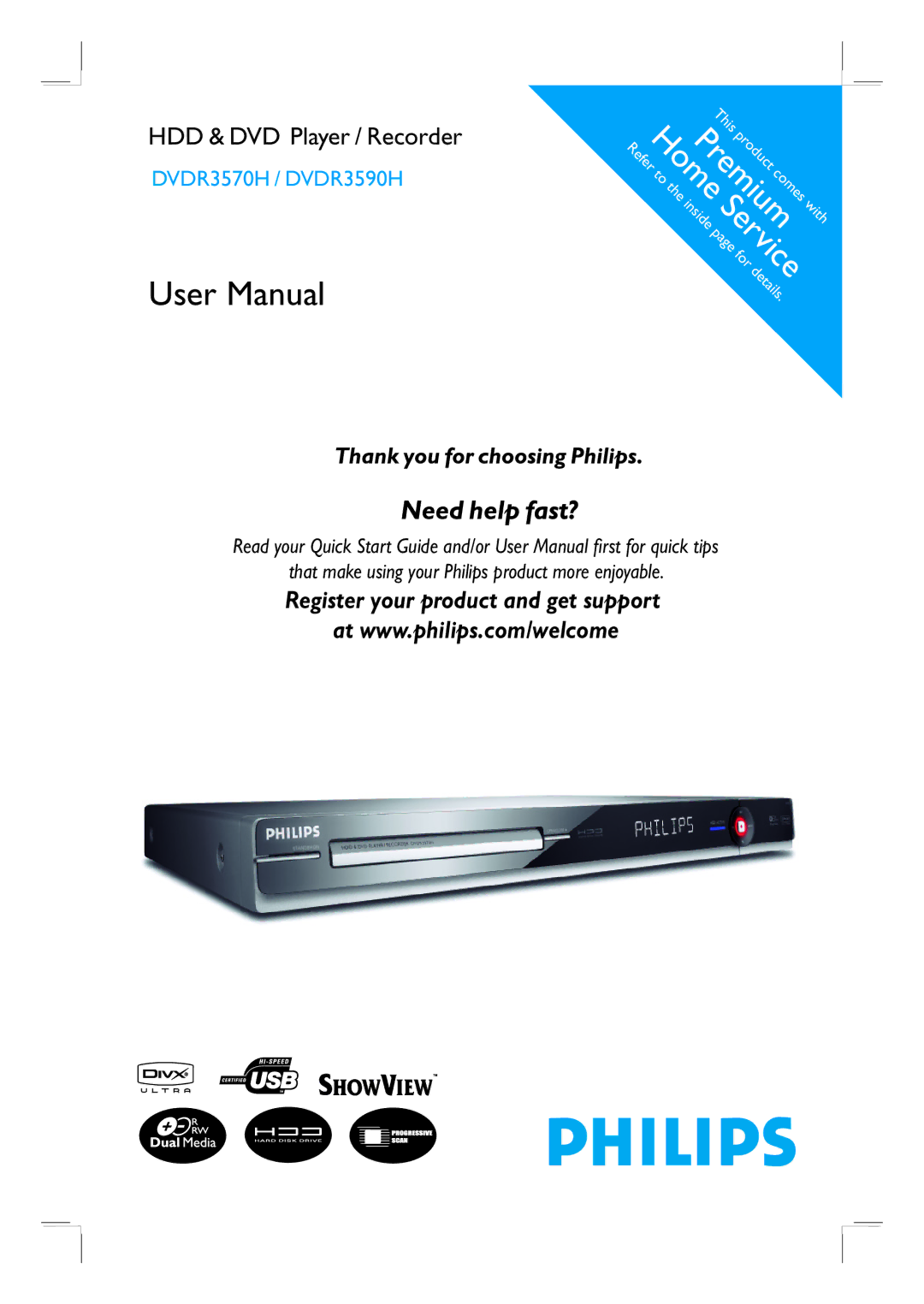 Philips DVDR3570H58 user manual Service 