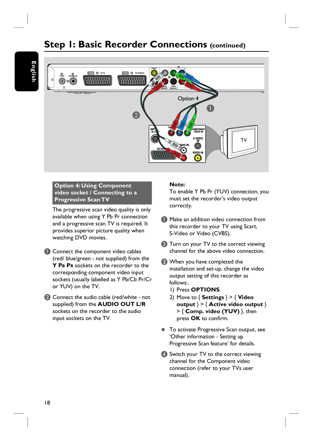 Philips DVDR3570H58 user manual Option 