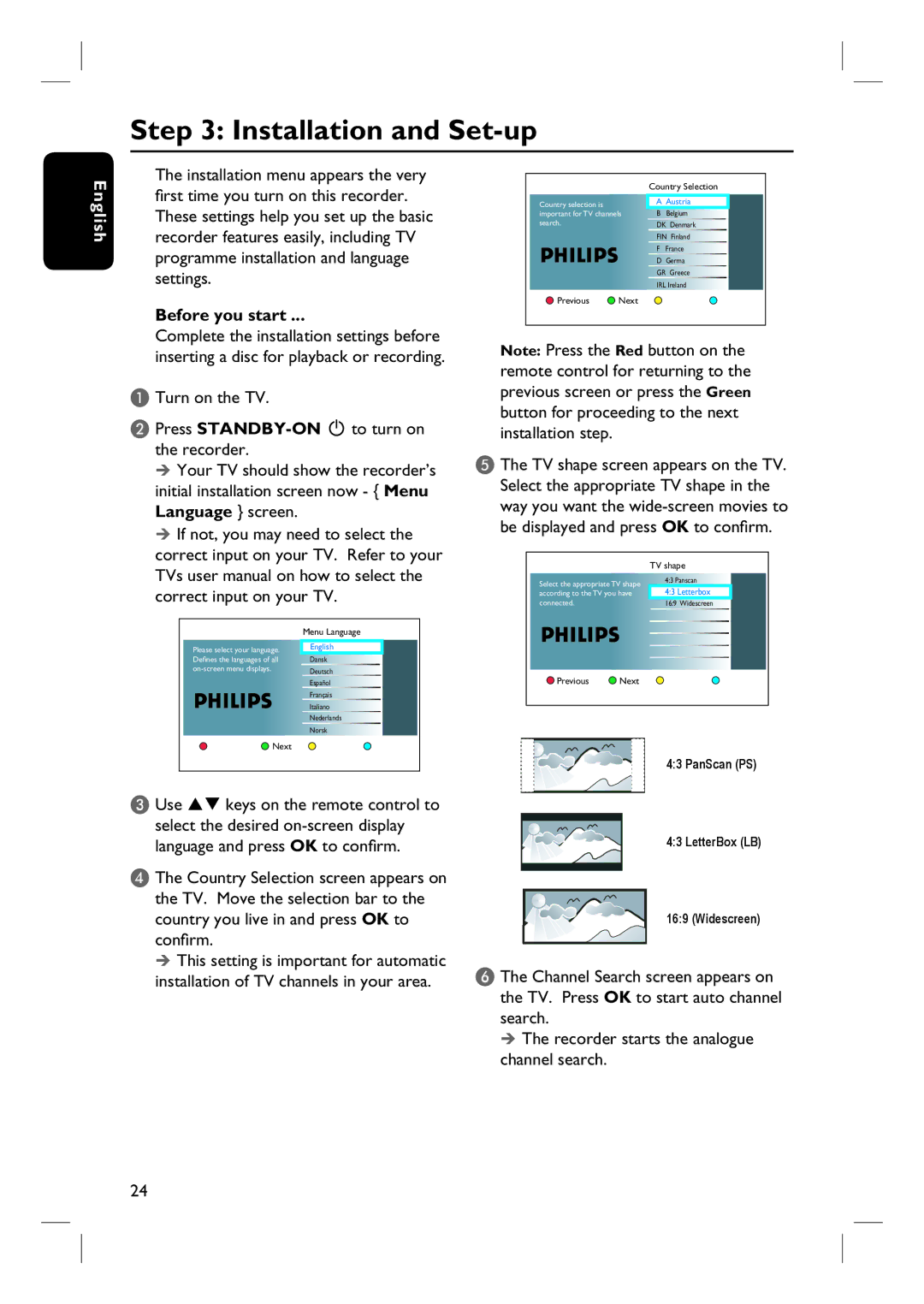 Philips DVDR3570H58 user manual Installation and Set-up, Before you start 