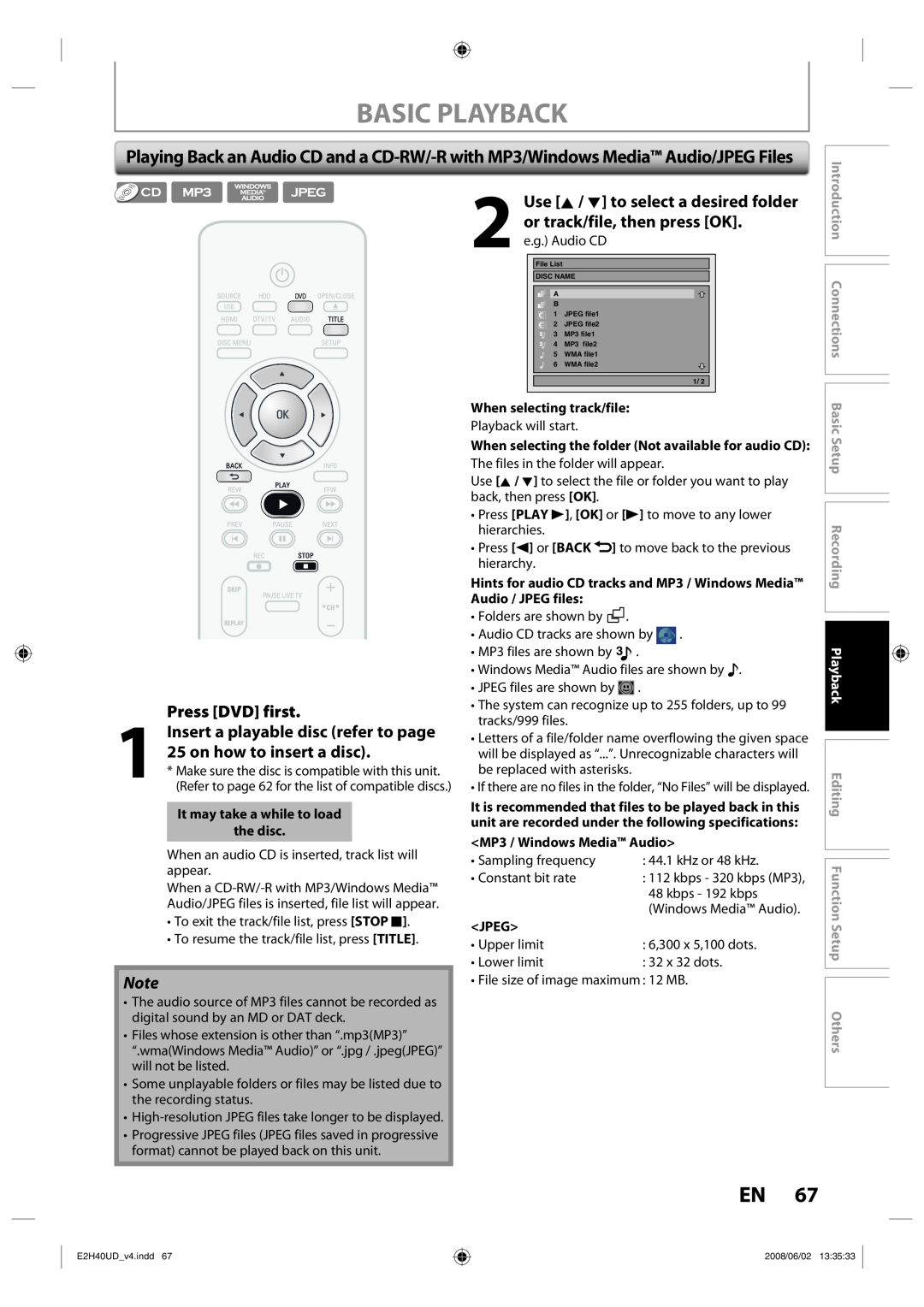 Philips DVDR3575H/37 Press DVD first, Insert a playable disc refer to page 25 on how to insert a disc, Basic Playback 