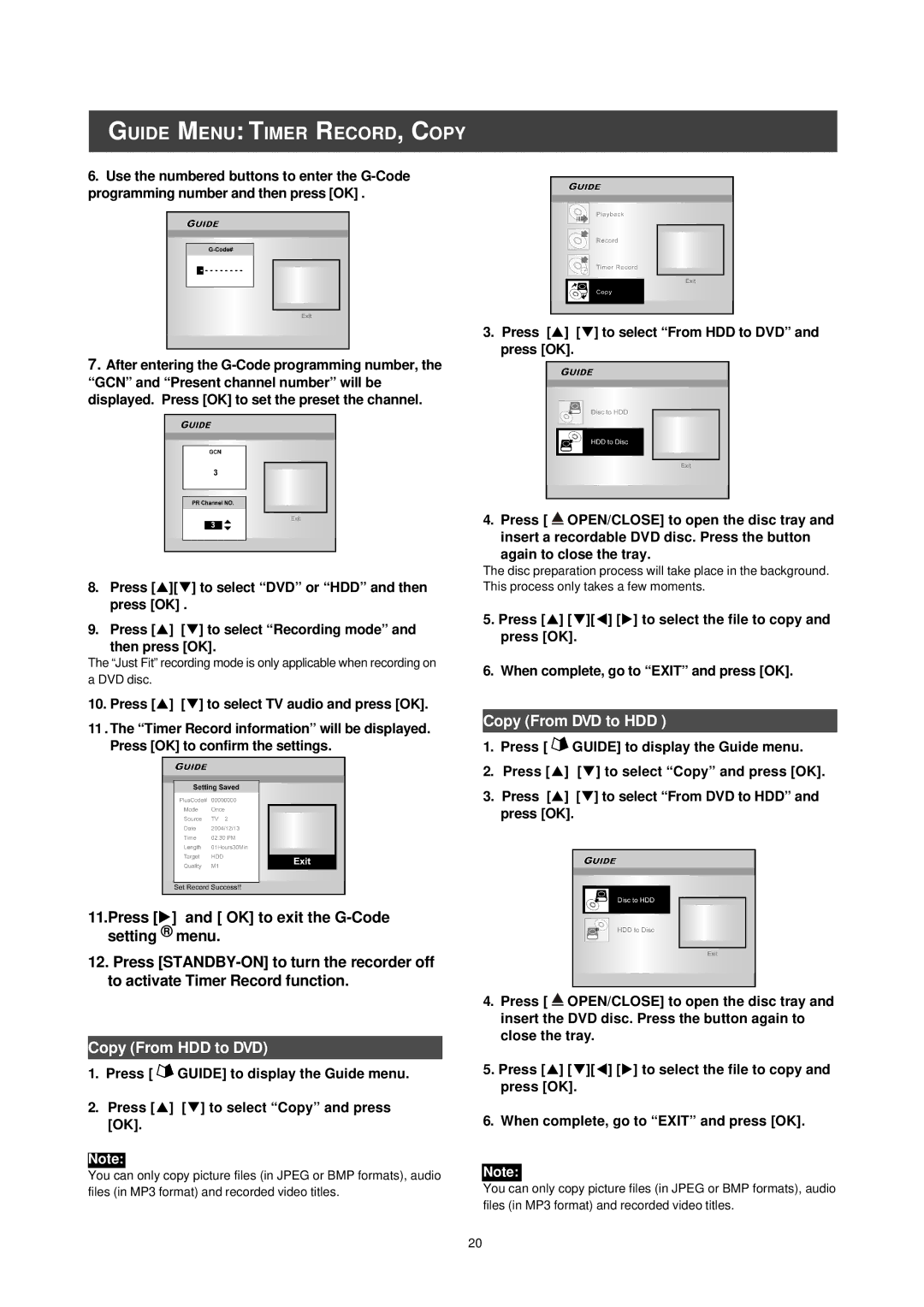 Philips DVDR520H/75 important safety instructions Guide Menu Timer RECORD, Copy, Copy From HDD to DVD, Copy From DVD to HDD 