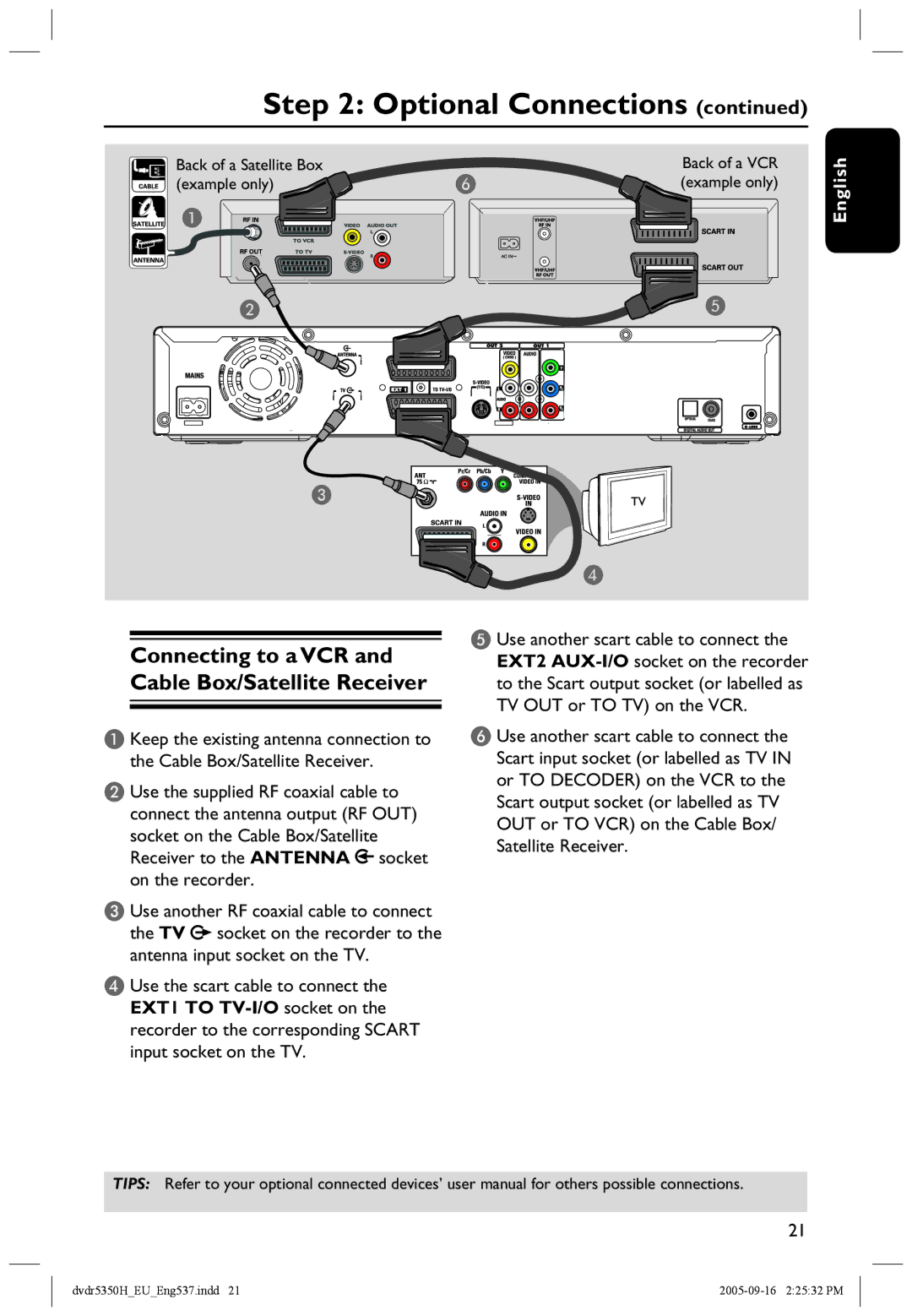 Philips DVDR5350H user manual Back of a Satellite Box, Example only 