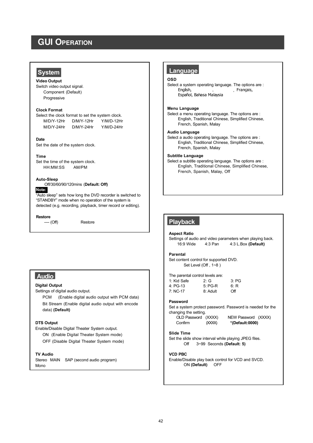 Philips DVDR560H user manual Hhmmss AM/PM, Osd, Vcd Pbc 