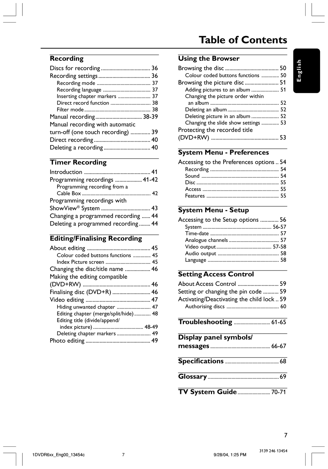 Philips DVDR612/97 user manual Programming recordings with, Editing/Finalising Recording, Protecting the recorded title 