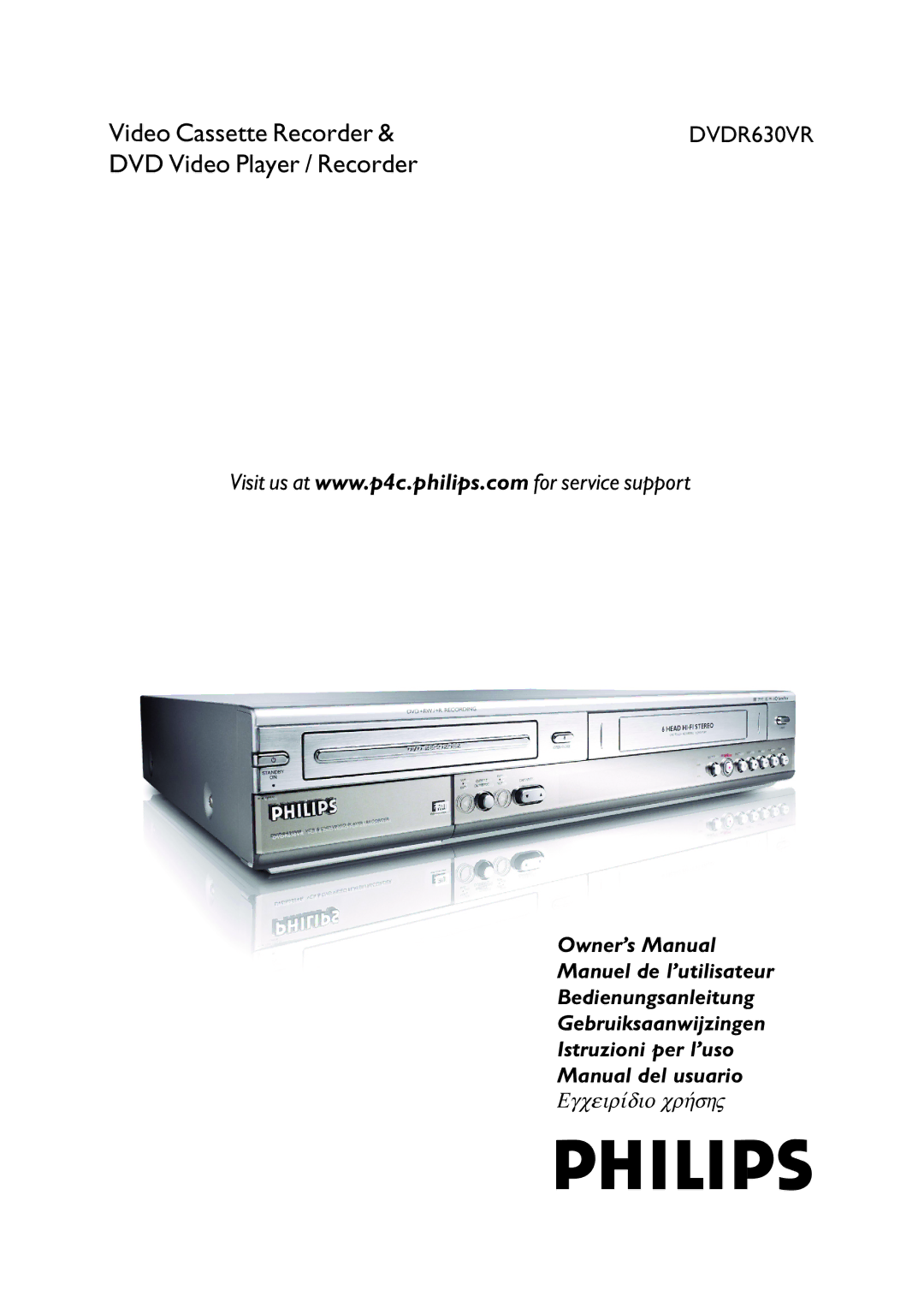 Philips DVDR630VR owner manual Video Cassette Recorder 