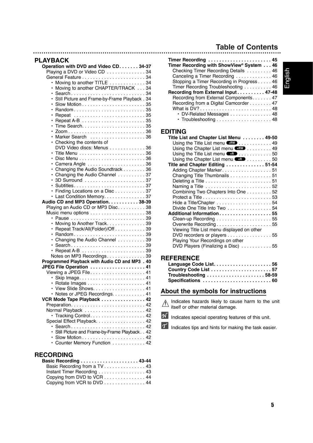 Philips DVDR630VR owner manual About the symbols for instructions 