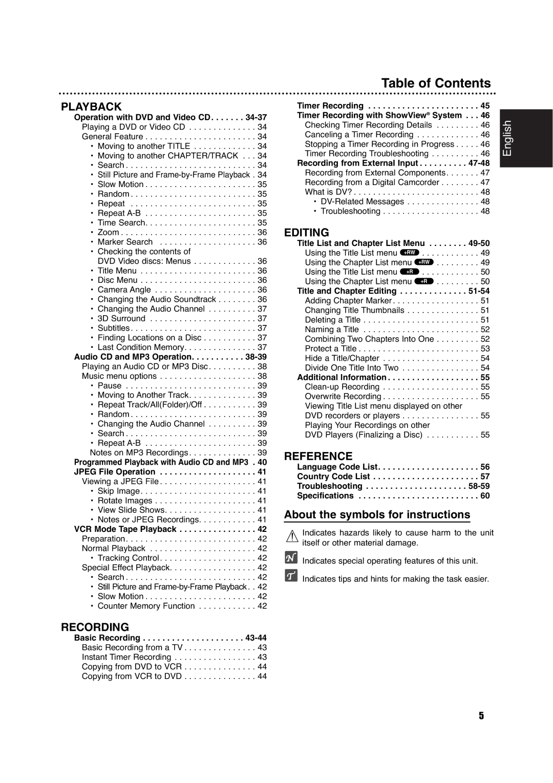 Philips DVDR630VR owner manual About the symbols for instructions 