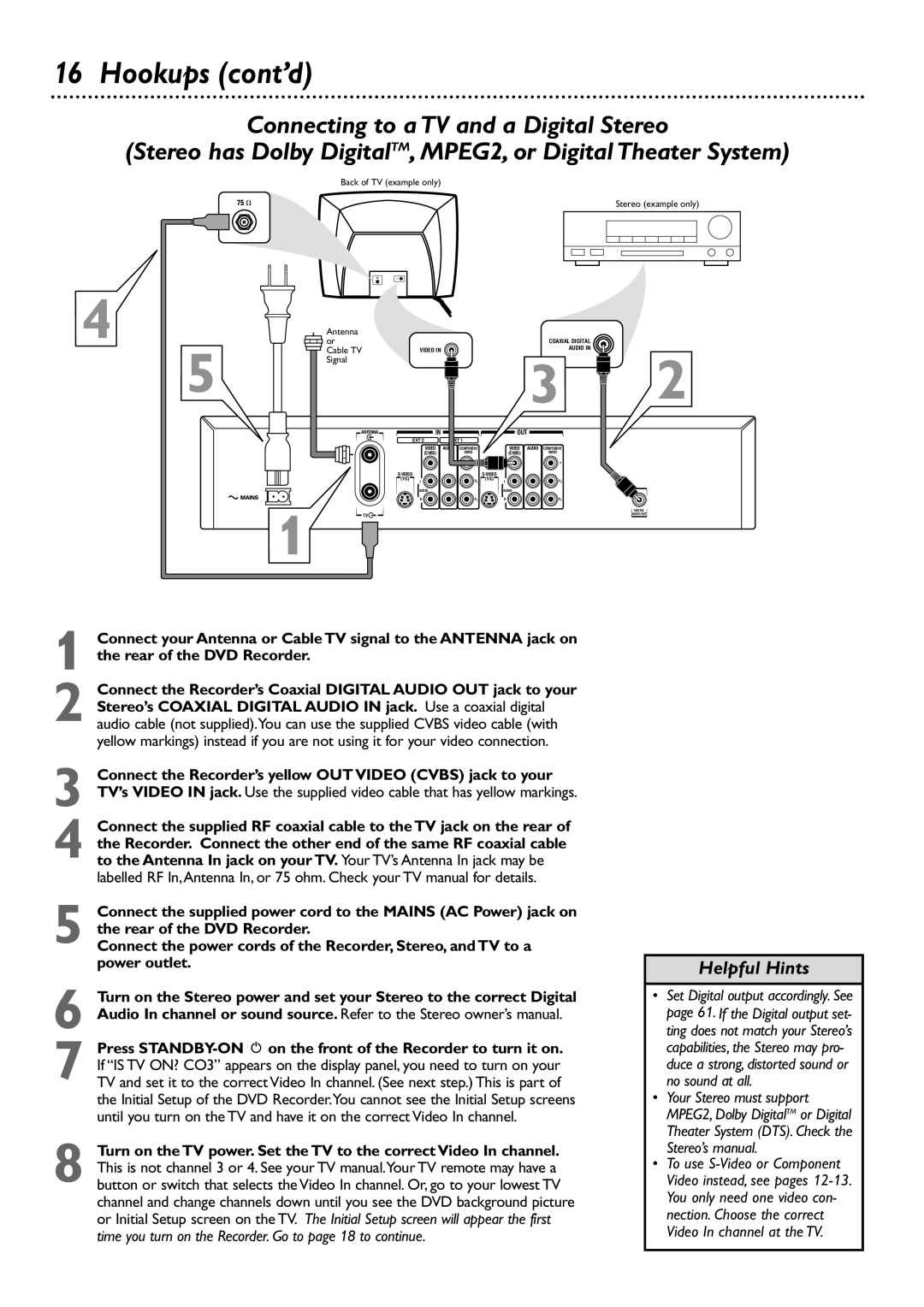 Philips DVDR72 owner manual Cable TV Signal 