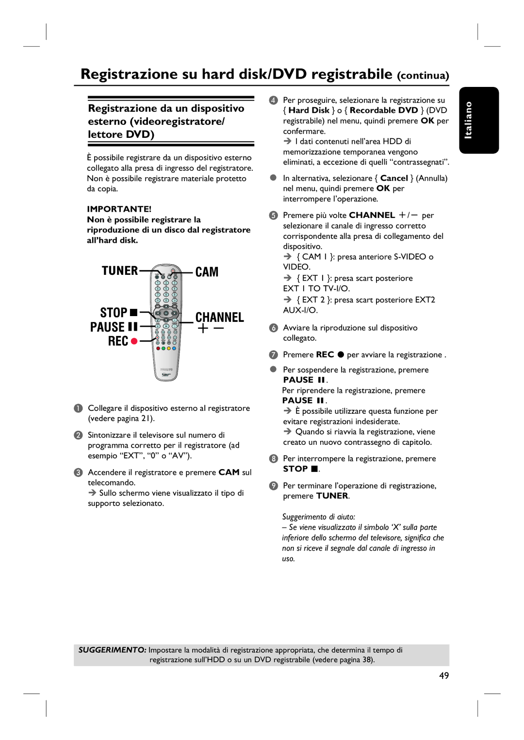 Philips DVDR7260H manual do utilizador Importante 