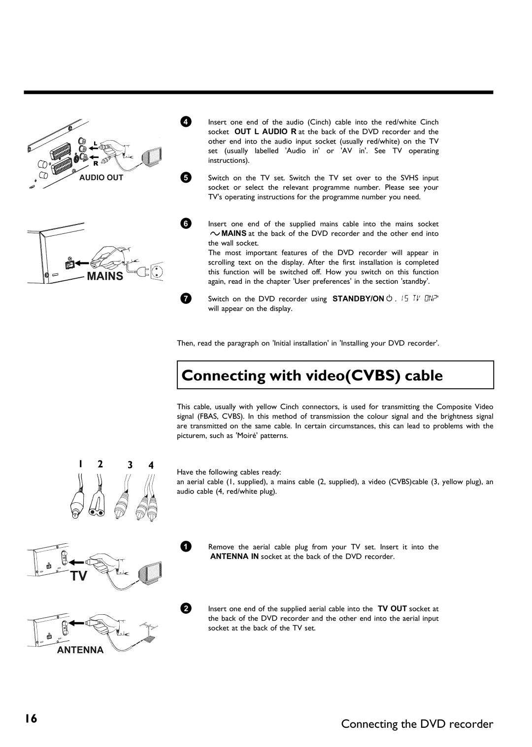 Philips DVDR75/001, DVDR75/021 manual Connecting with videoCVBS cable 