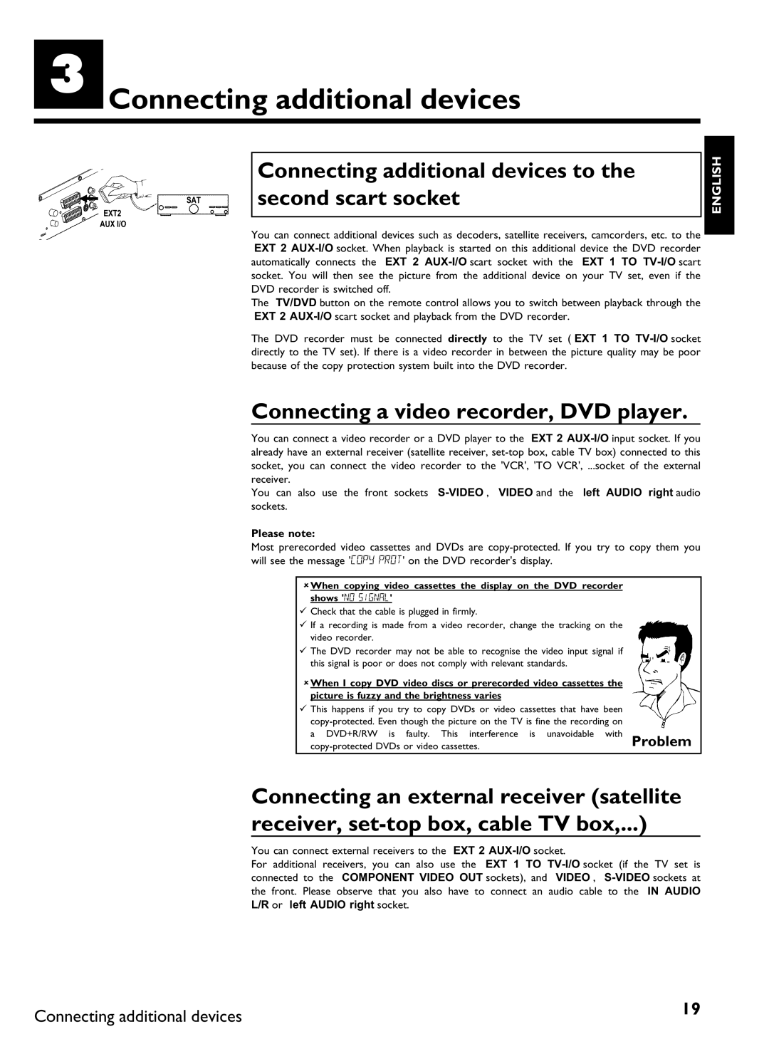 Philips DVDR80 manual CConnecting additional devices, Connecting additional devices to the second scart socket, Please note 