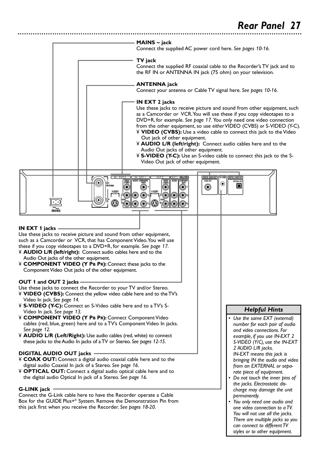 Philips DVDR80/99 owner manual Rear Panel 