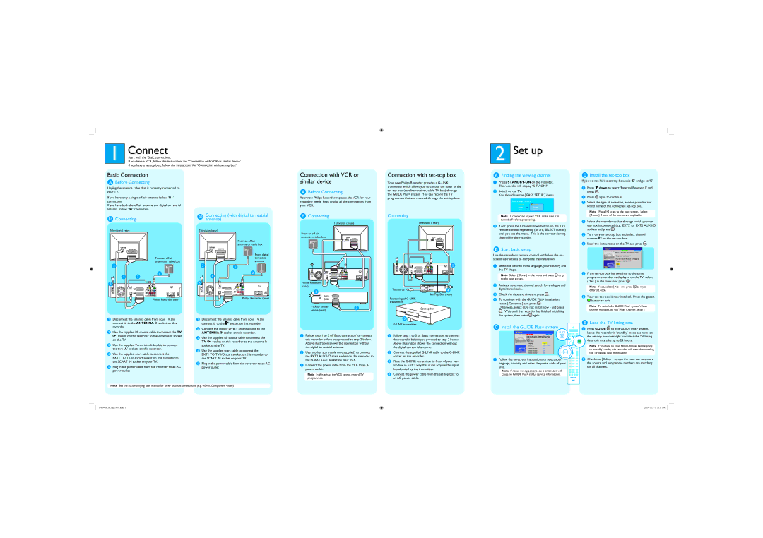 Philips DVDR9000H/10 user manual Similar device, B2 Connecting with digital terrestrial B1 Connecting, Antenna 