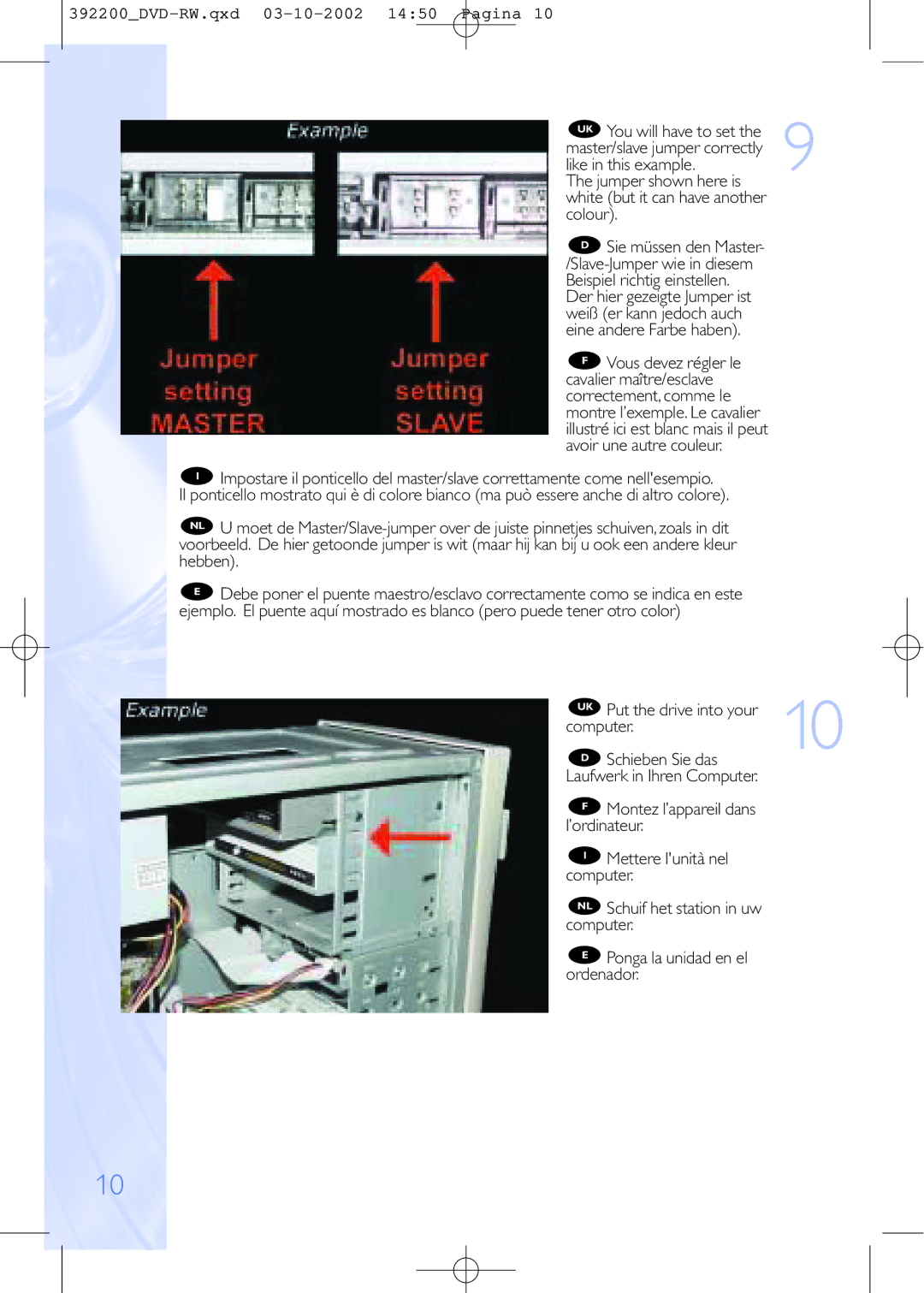 Philips DVDRW228 specifications Jumper shown here is white but it can have another colour 