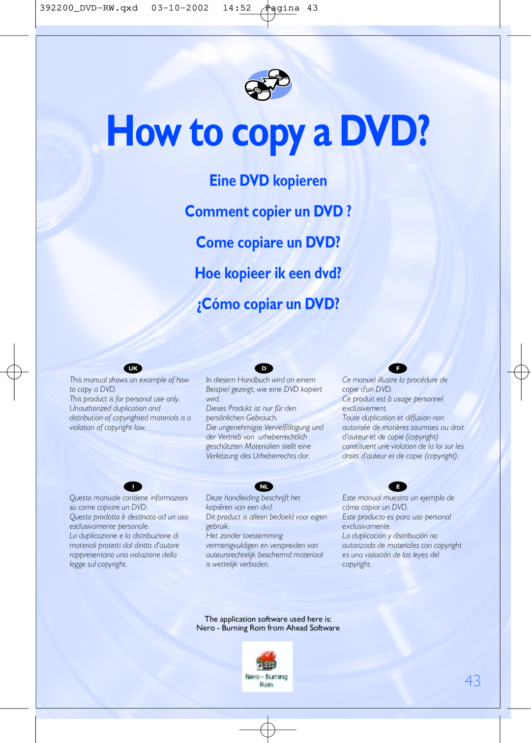 Philips DVDRW228 specifications How to copy a DVD? 