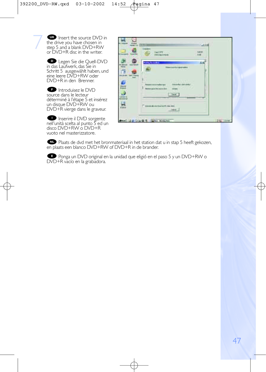 Philips DVDRW228 specifications 392200DVD-RW.qxd 03-10-2002 1452 Pagina 