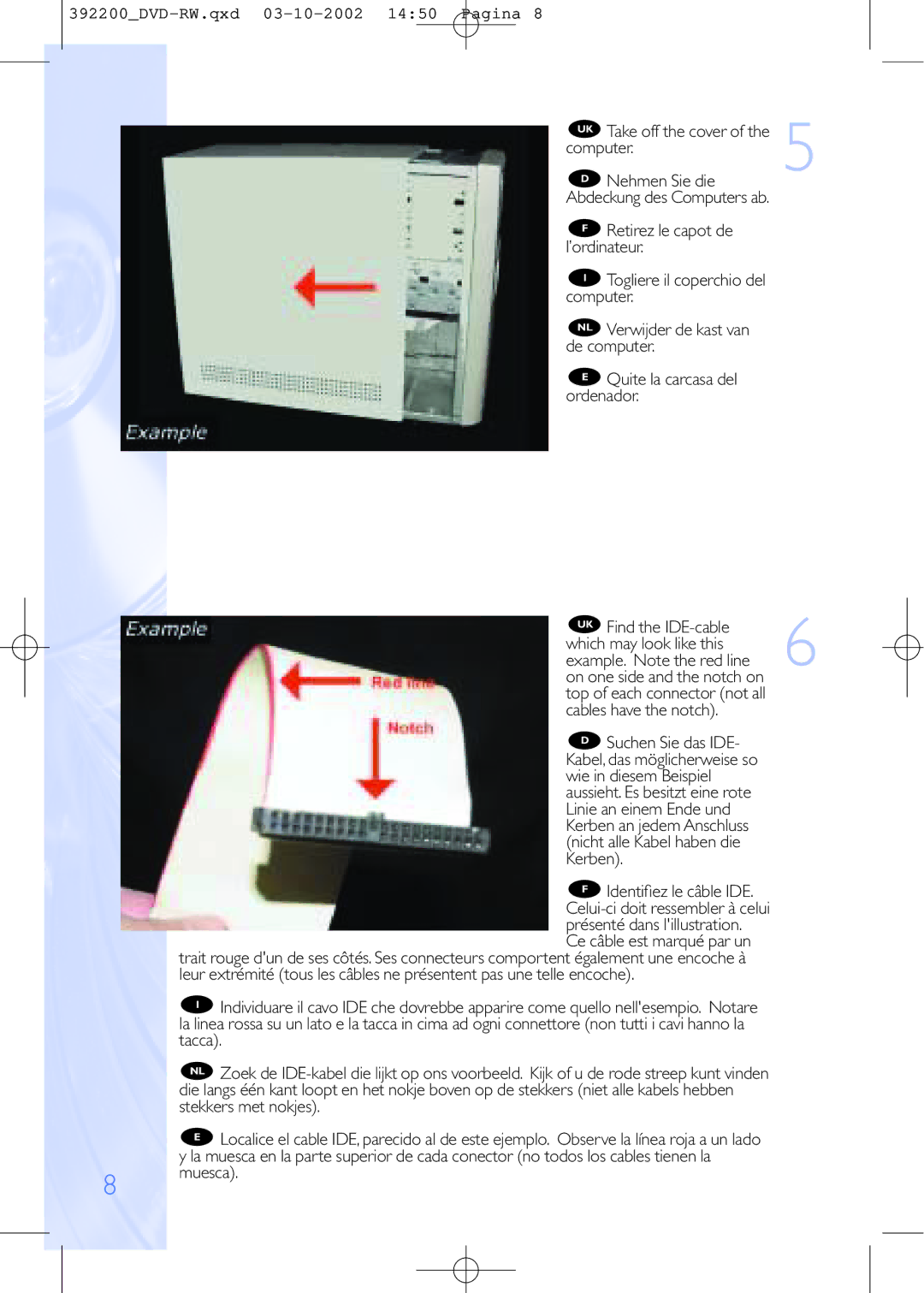 Philips DVDRW228 Retirez le capot de, ’ordinateur, Computer, De computer, Quite la carcasa del, Ordenador, Tacca 