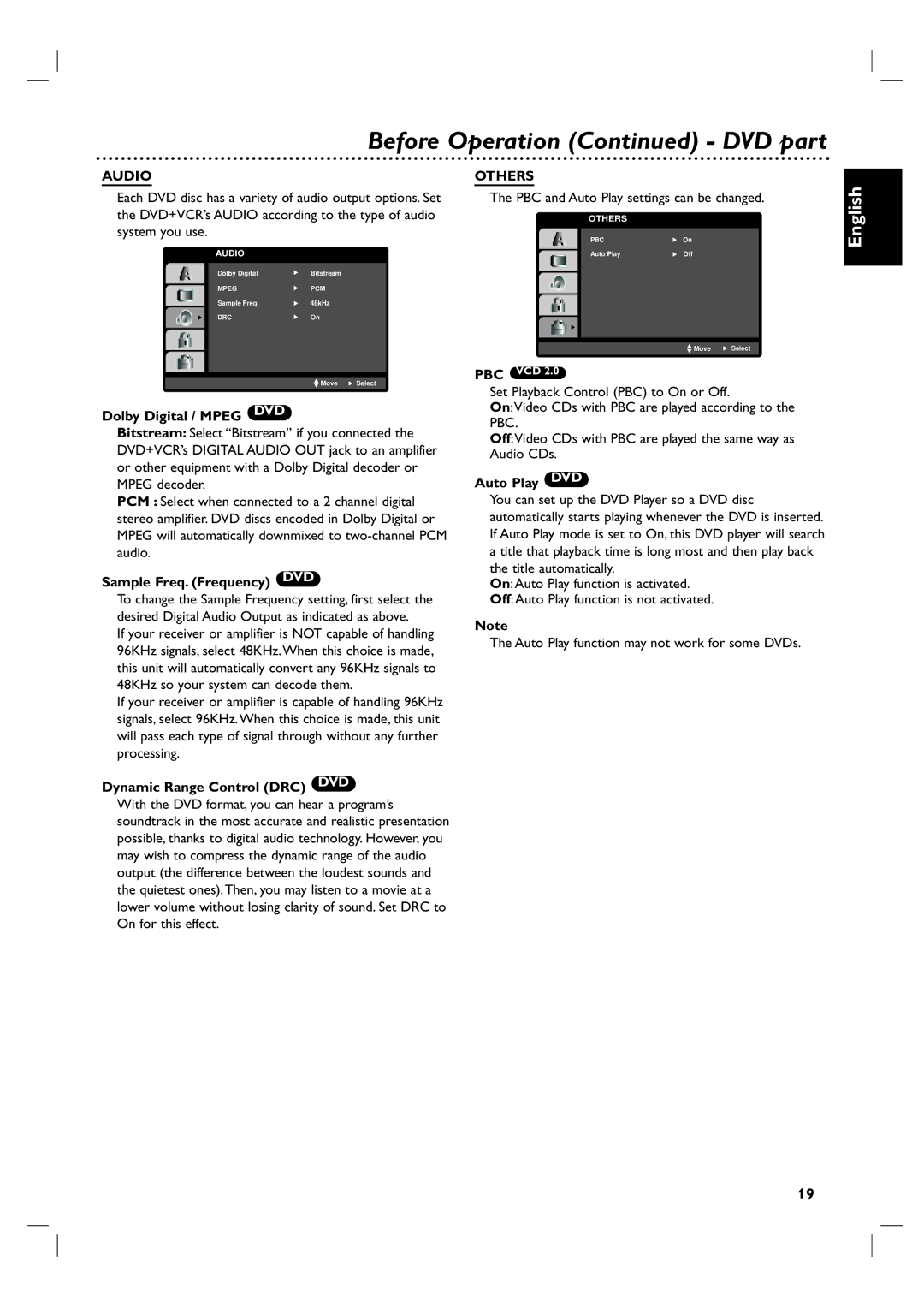 Philips DVP 3055V Dolby Digital / Mpeg DVD, Sample Freq. Frequency DVD, Dynamic Range Control DRC DVD, Auto Play DVD 