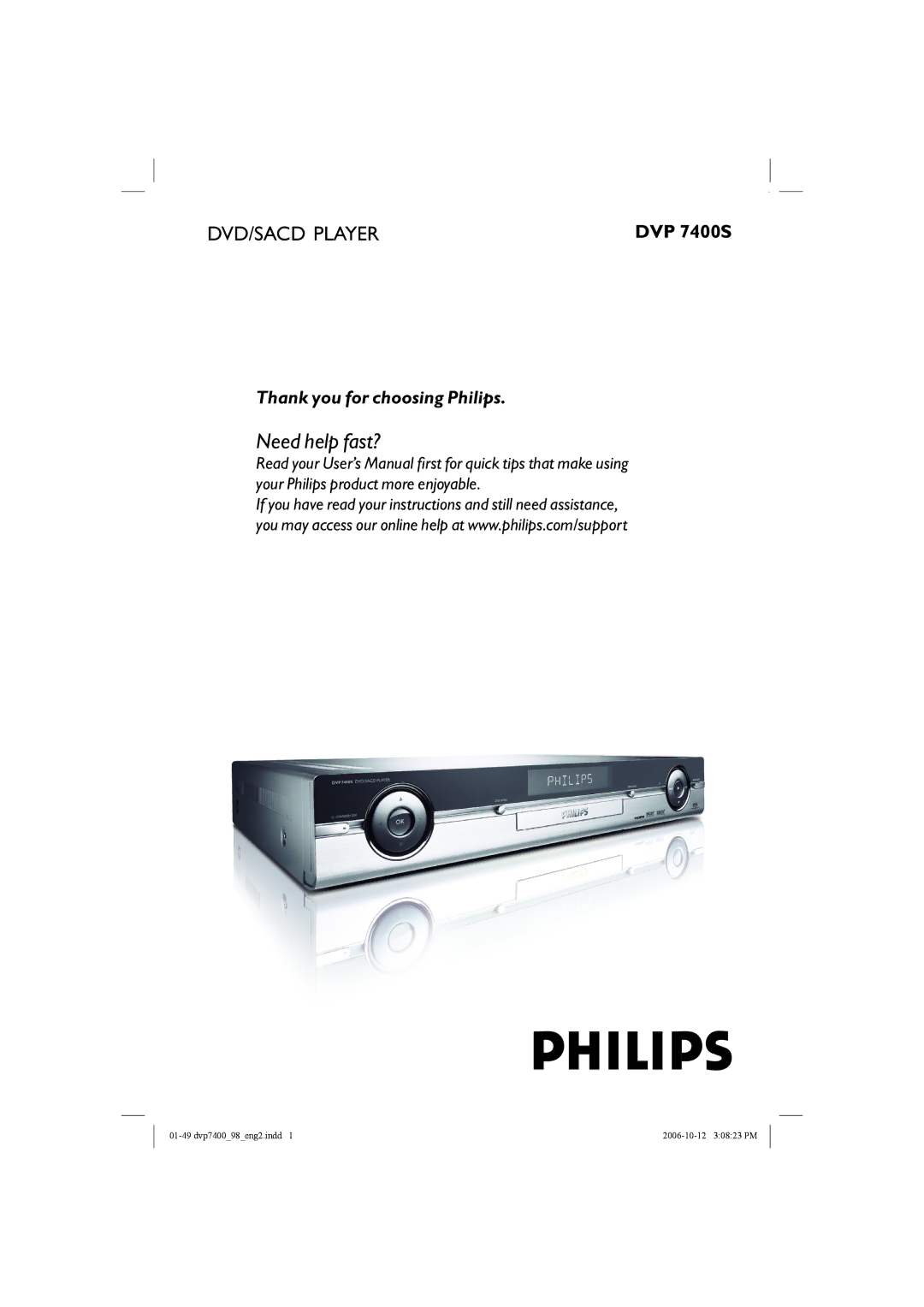 Philips DVP 7400S/98 user manual Need help fast? 