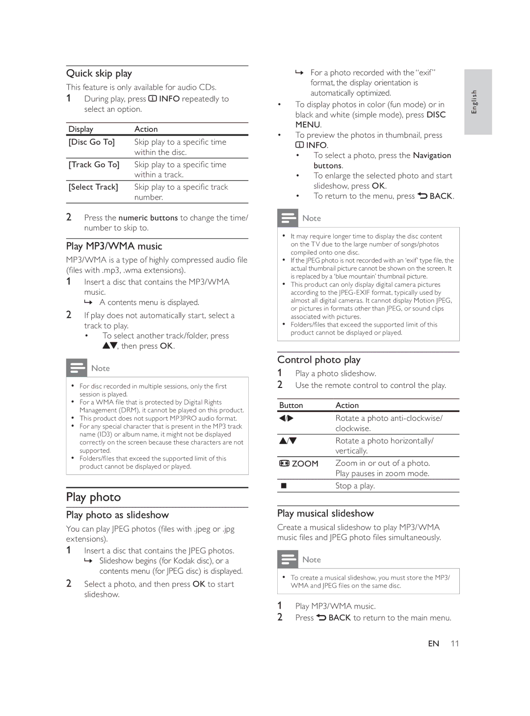 Philips DVP1033/51 user manual Play photo 