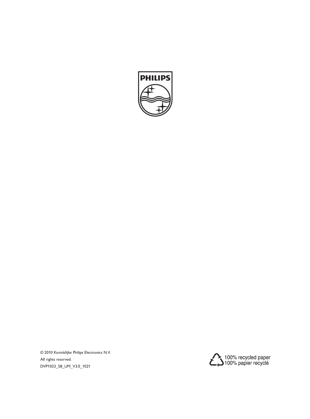 Philips DVP1033/58 user manual 