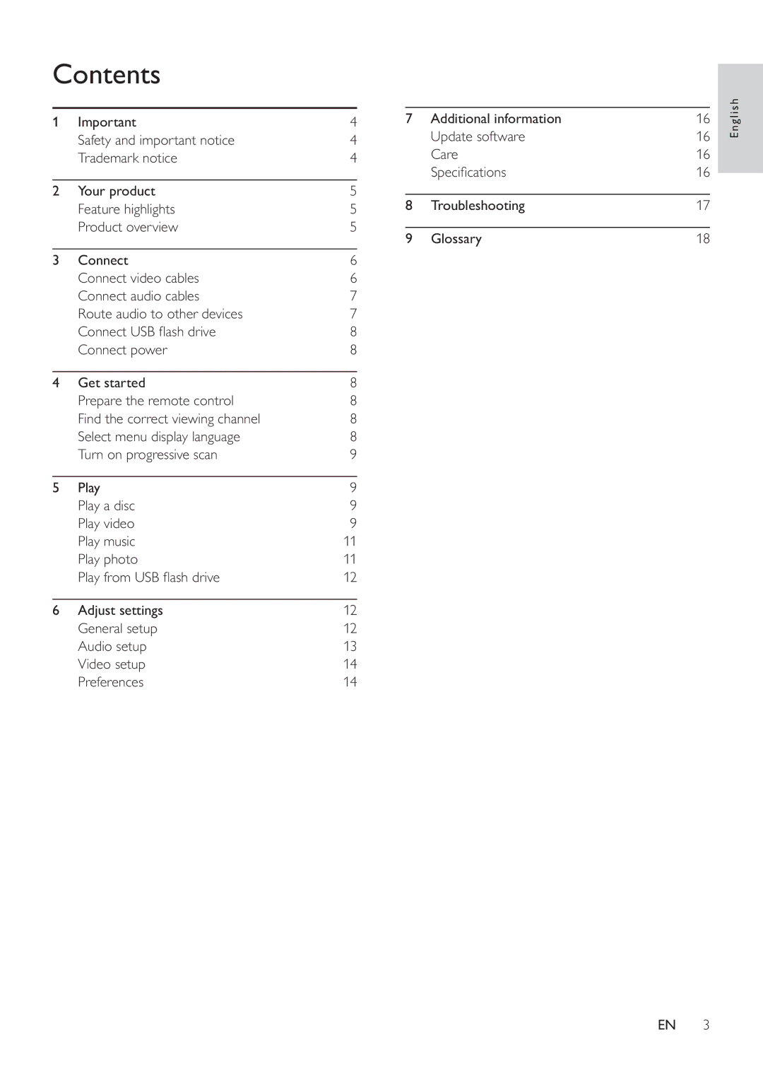 Philips DVP2320 user manual Contents 