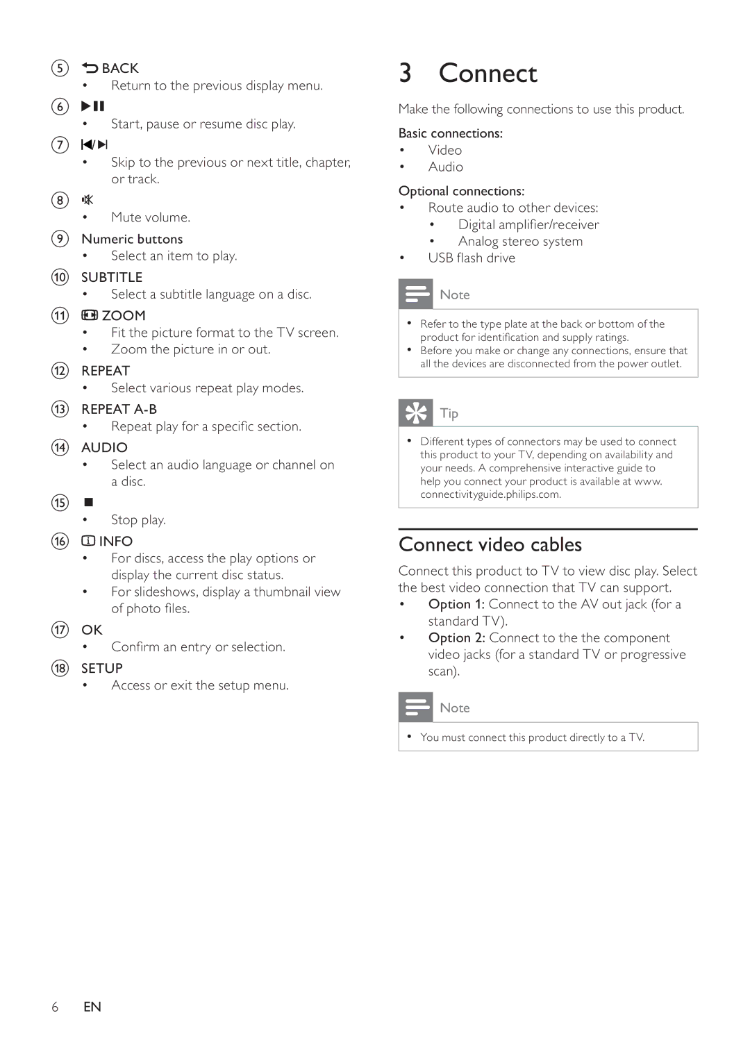 Philips DVP2320 user manual Connect video cables 