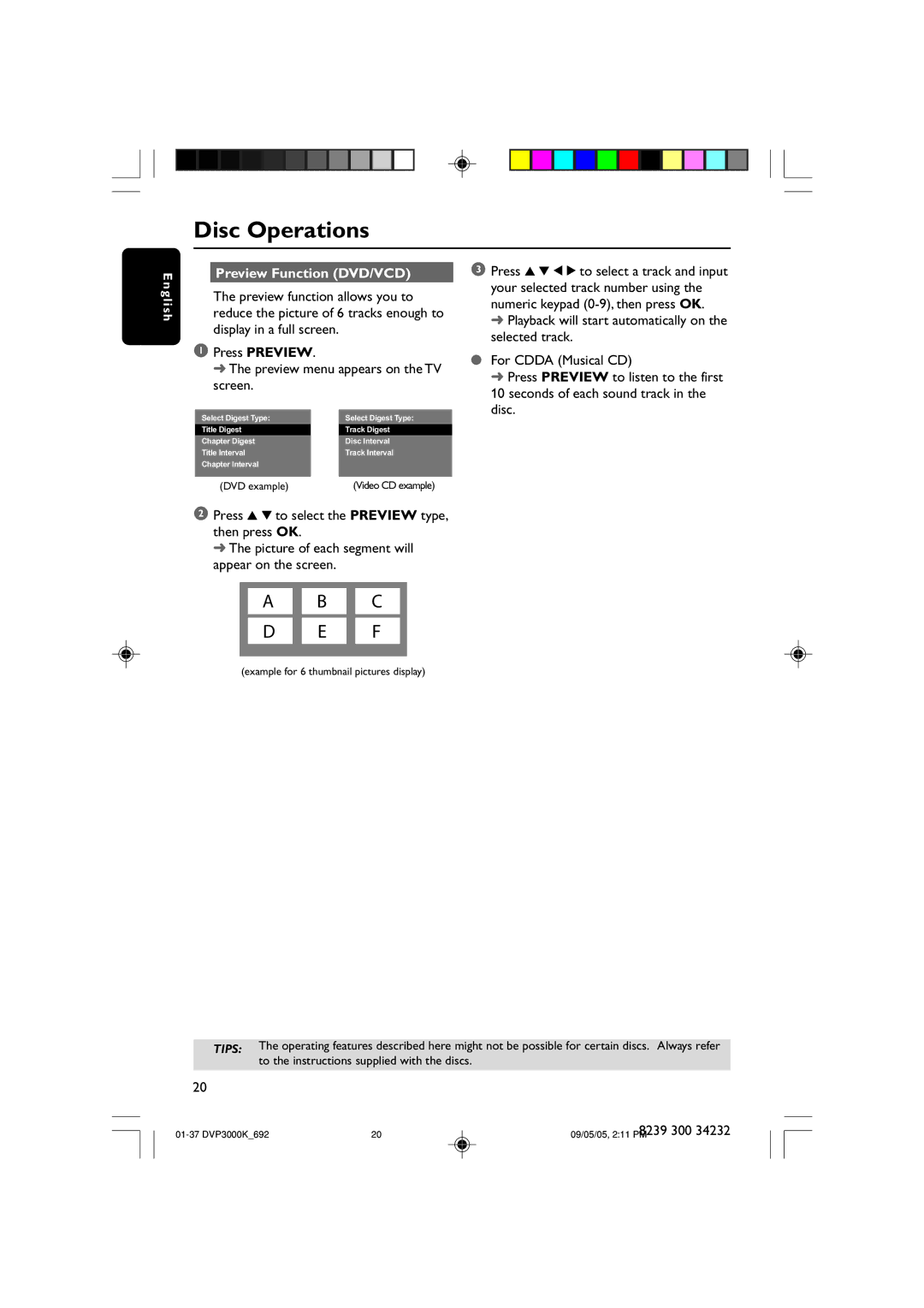 Philips DVP3000K user manual Preview Function DVD/VCD 