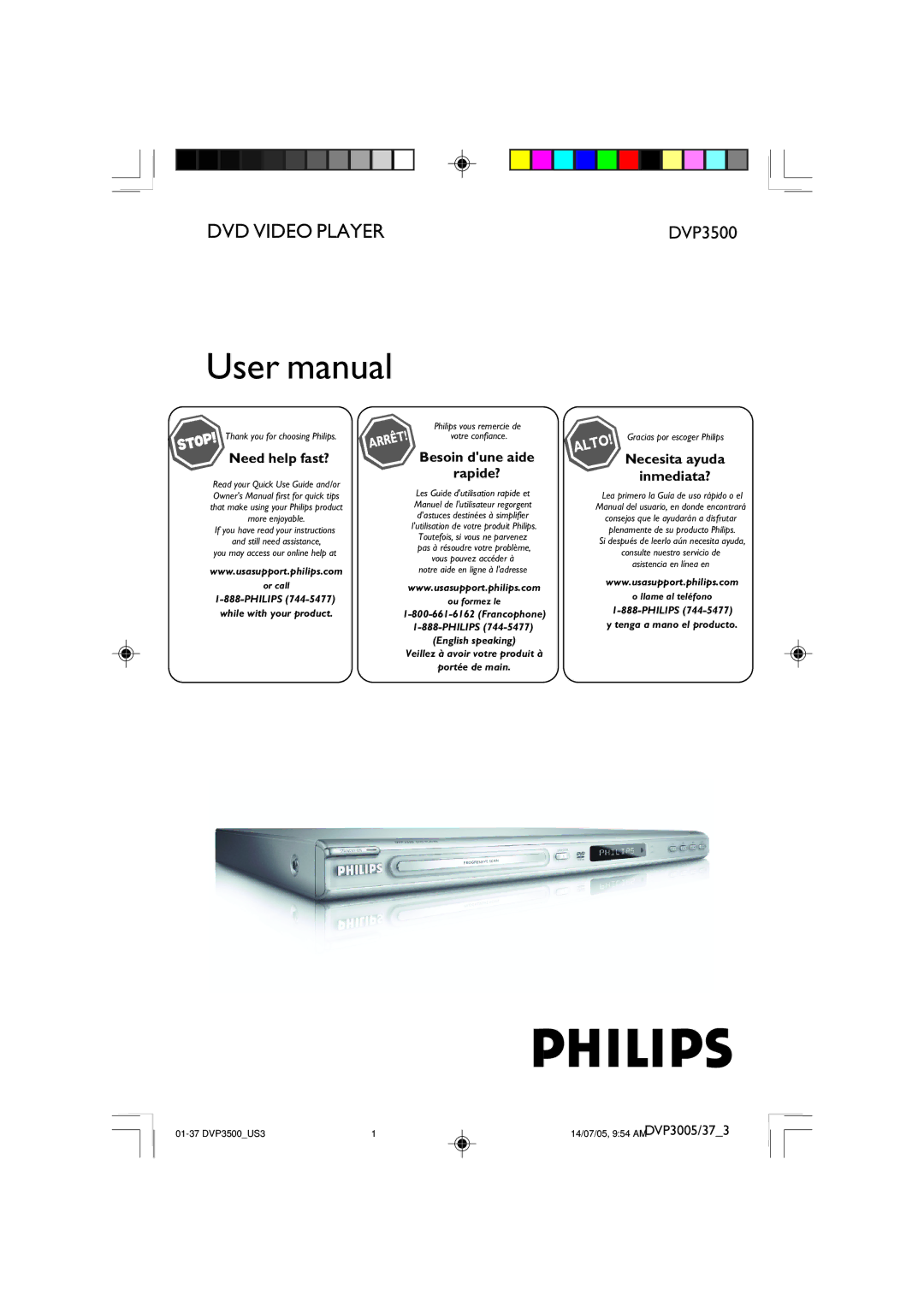 Philips DVP3005/37 user manual Need help fast?, Besoin dune aide Rapide?, Necesita ayuda Inmediata? 