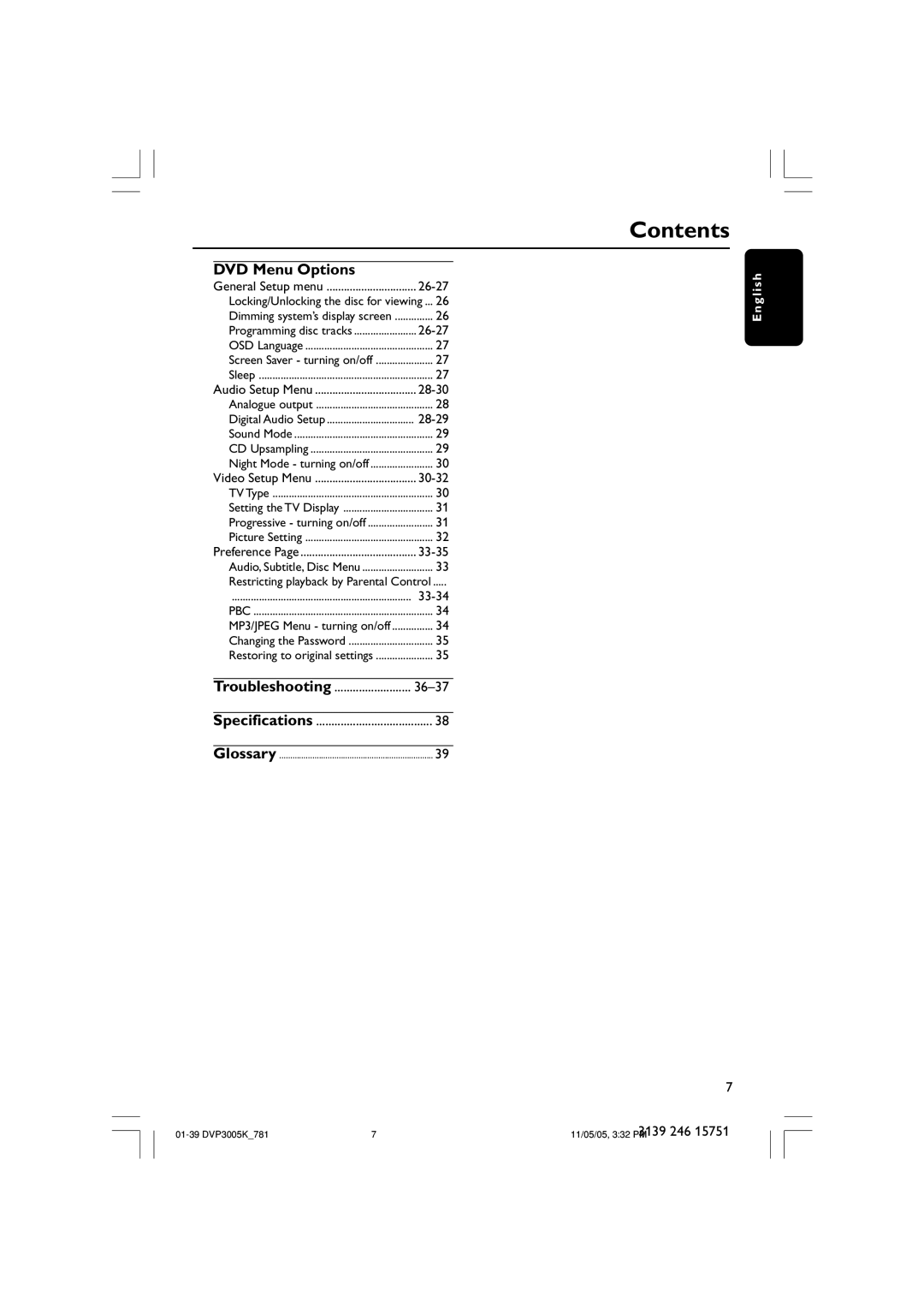 Philips DVP3005K user manual DVD Menu Options, Troubleshooting 