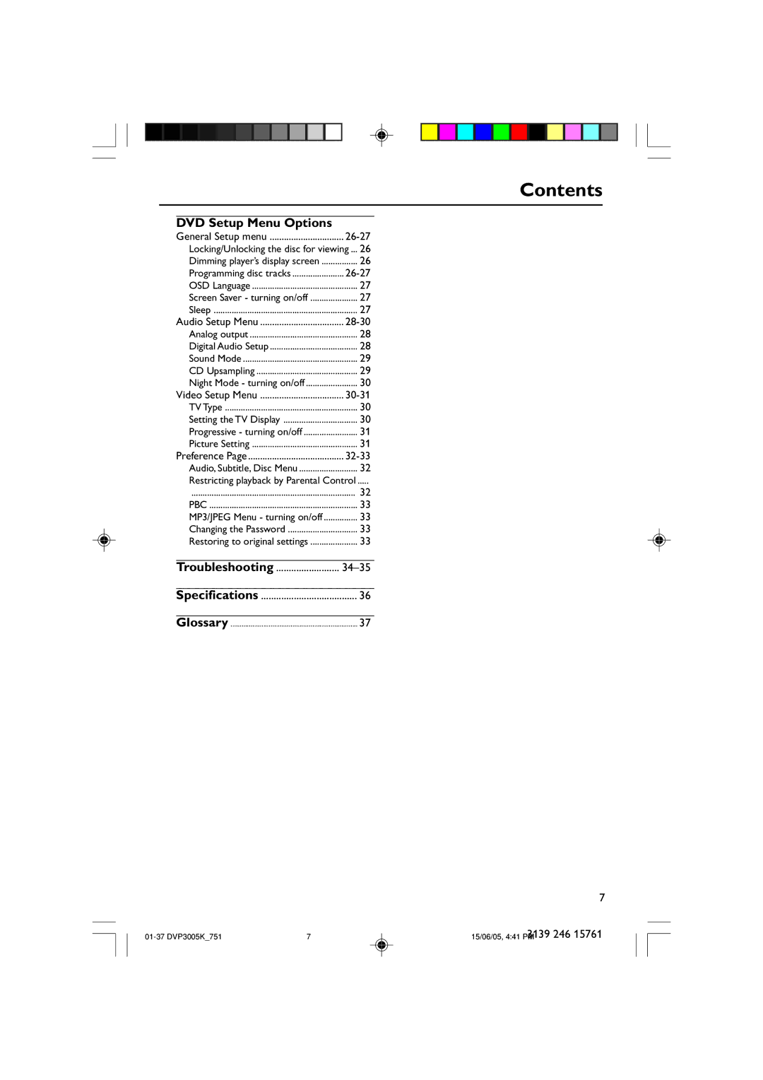 Philips DVP3005K/74 user manual DVD Setup Menu Options, Troubleshooting 