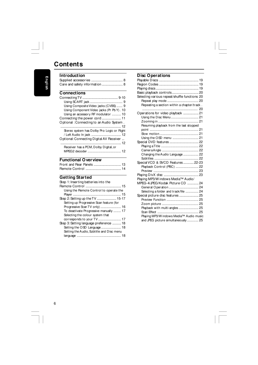 Philips DVP3012/02, DVP3010 user manual Contents 