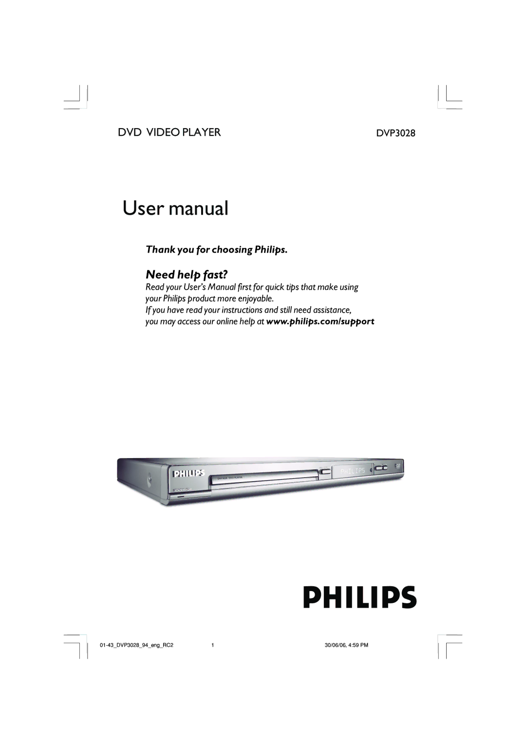 Philips DVP3028/94 user manual Need help fast? 