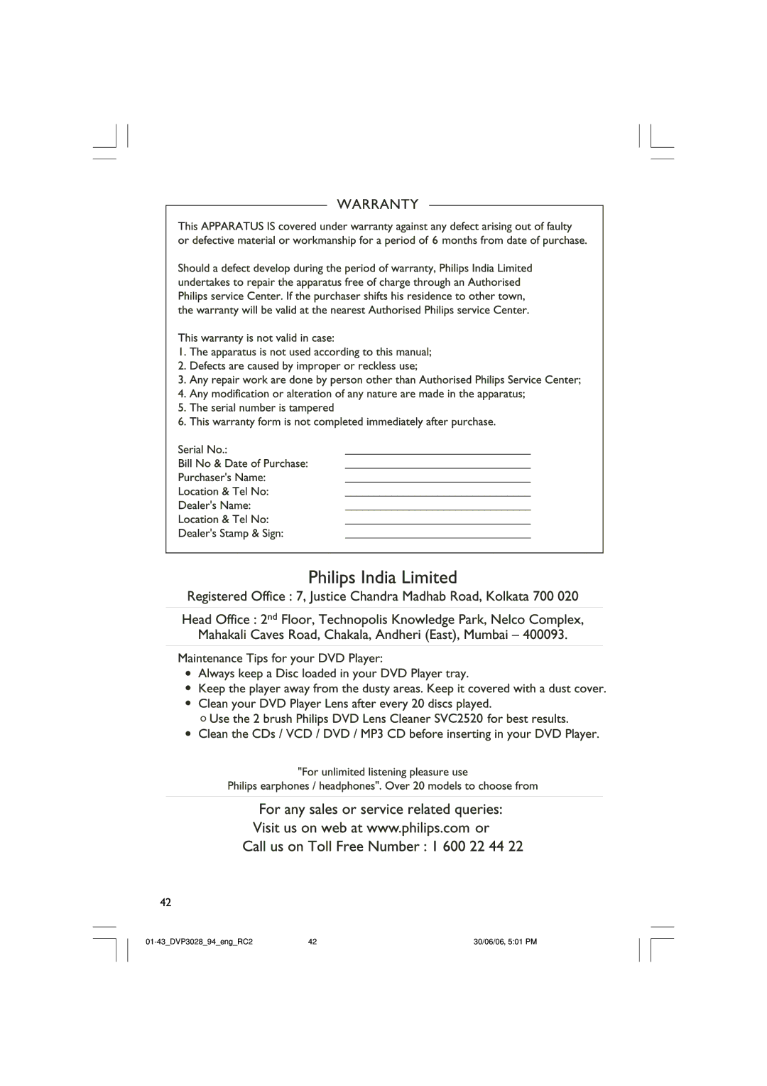 Philips DVP3028/94 user manual 01-43DVP302894engRC2 30/06/06, 501 PM 